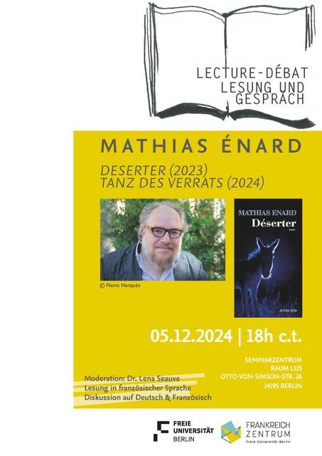 Lesung und Gespräch | Lecture-débat: Mathias Énard