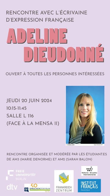 Invitation | Einladung: studentisch organisierte Lesung mit Adeline Dieudonné