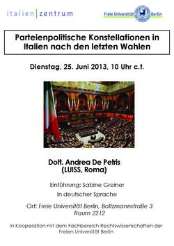 Vortrag von Dott. Andrea De Petris (LUISS, Rom): Parteienpolitische  Konstellationen in Italien nach den letzten Wahlen • Italienzentrum • Fachbereich  Philosophie und Geisteswissenschaften