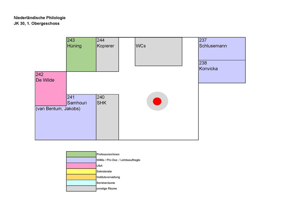 Raumplan Niederländische Philologie, JK 30 Obergeschoss_Oktober 2024