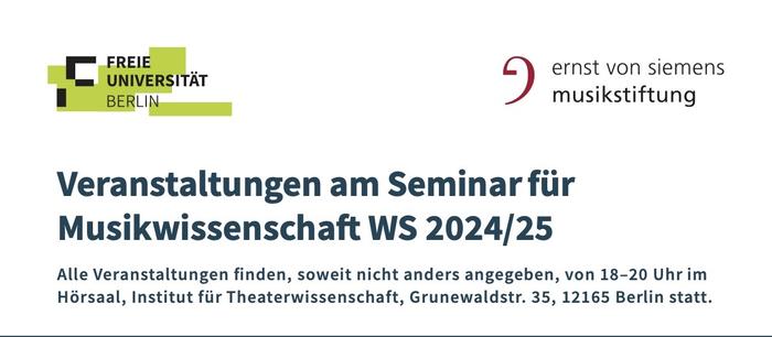 Veranstaltungen am Seminar für Musikwissenschaft WS 24/25